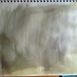 1. Brushed on a layer of Martha Stewart Crafts metallic multi-surface paint in citrine gold, green gold, and gunmetal (love the metallic paint)
