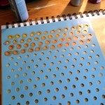 2. Stencilled polka dots in rose copper, garnet, and pale bronze