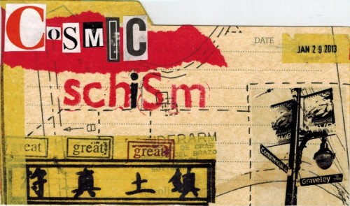Mail art postcard sent to IUOMA member Celestial Scribe!