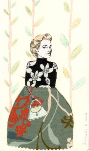 A lady with bag collage