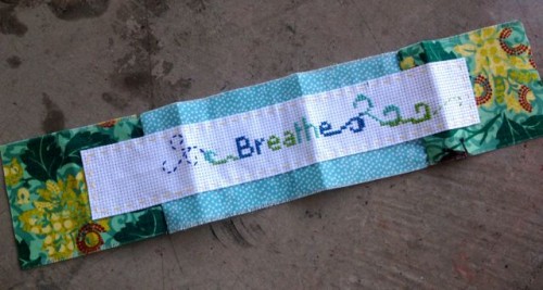 Breathe, cross-stitched piece by Elizabeth in Vancouver